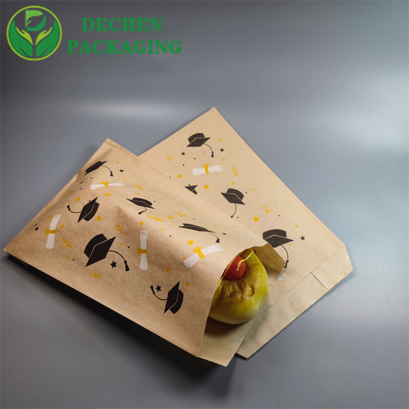 Food Take Out Bag Kraft Paper Bakery Bag Customized Paper Bag Packaging